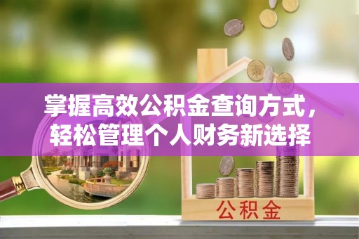 景县掌握高效公积金查询方式，轻松管理个人财务新选择